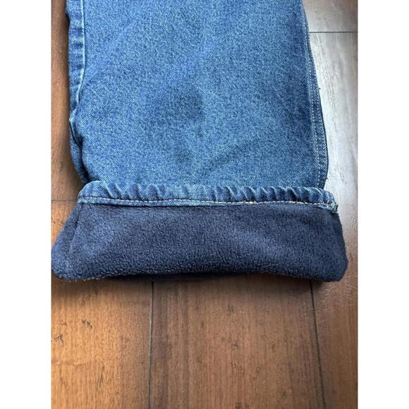 Men’s Old Mill Fleece Lined Denim Jeans 34x30 Dark Wash Warm Winter Cold Weather - Picture 4 of 9